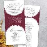 Elegant Script Burgundy Arch Wedding Program<br><div class="desc">Burgundy wedding program with modern arches and elegant script calligraphy. Minimalist yet striking design in burgundy and white. Coordinating invitations, stationery and day of event decor can be found in my Wedding Colours collection. If you would like different colours or additional templates for matching products, please message me to add...</div>