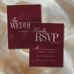 Elegant Script Burgundy Red Formal Wedding Details RSVP Card