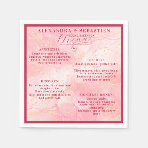 Elegant Script Burgundy Rose Gold Wedding Menu Napkin