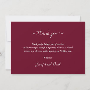 Elegant Script Burgundy Thank You Card