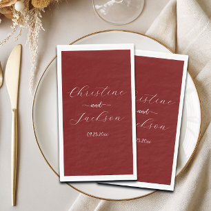 Elegant Script Burgundy Wedding Napkin