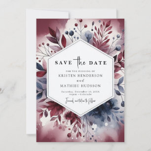 Elegant Script Burgundy Wedding Save The Date