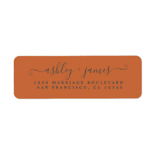 Elegant Script Burnt Orange Wedding Return Address
