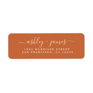 Elegant Script Burnt Orange Wedding Return Address