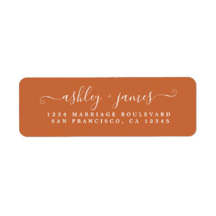 Elegant Script Burnt Orange Wedding Return Address