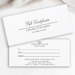 Elegant Script Business Gift Certificate