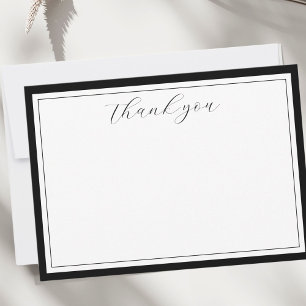 Élégant script Calligraphie noir Carte de remercie