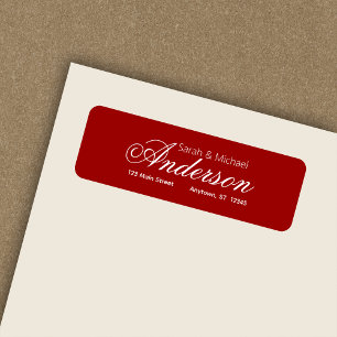 Élégant script calligraphique rouge Adresse de ret