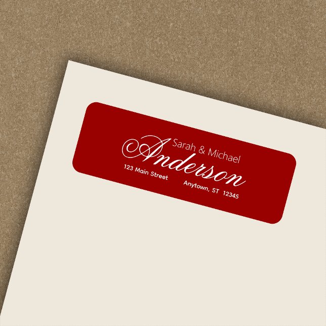 Élégant script calligraphique rouge Adresse de ret (Créateur téléchargé)