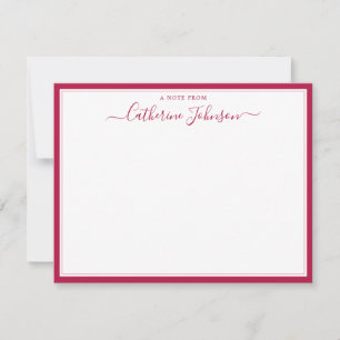 Elegant Script Calligraphy A Note From Burgundy Card