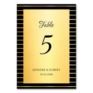 Elegant Script Calligraphy Black And Gold Template Table Number