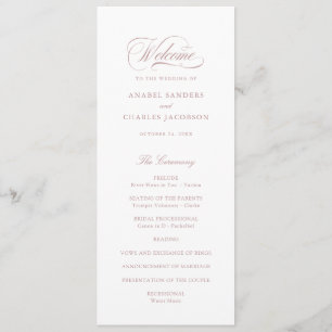 Elegant Script Calligraphy Blush Wedding Program