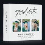 Elegant Script Calligraphy Graduation 3 Photo Binder<br><div class="desc">Organize your graduation pictures and memories in this elegant binder in calligraphy lettering. Personalize it with your name and school.</div>