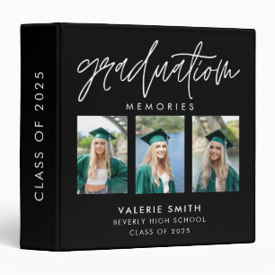 Elegant Script Calligraphy Graduation Photo 3 Ring Binder