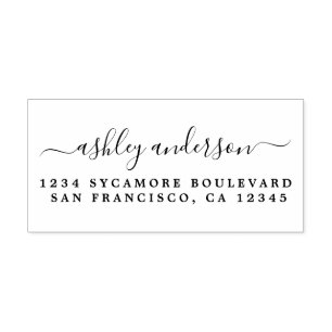 Elegant Script Calligraphy Name Return Address Rubber Stamp