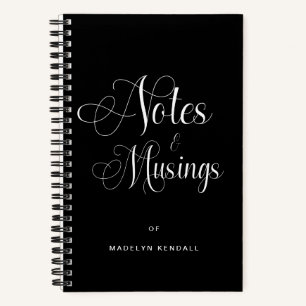 Elegant Script Calligraphy Personalized Black Notebook