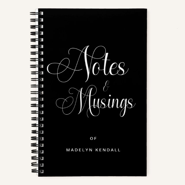 Elegant Script Calligraphy Personalized Black Notebook (Front)