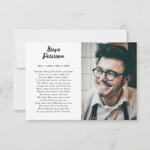 Elegant Script Calligraphy Photo Sympathy Funeral Thank You Card