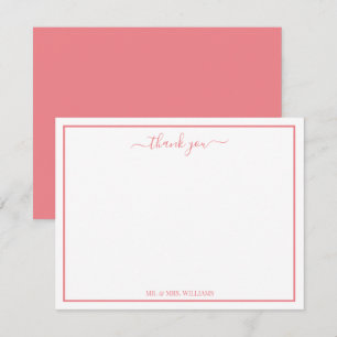Elegant Script Calligraphy Pink Thank You Card
