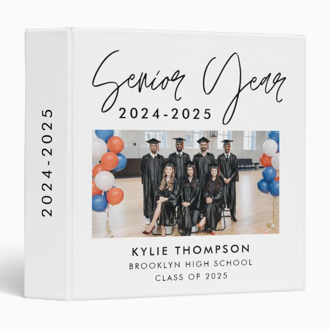 Elegant Script Calligraphy Senior Year High School Binder (Front/Spine)