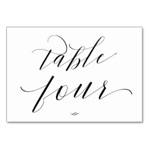 Elegant Script Calligraphy Table Four Reception Number