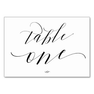 Elegant Script Calligraphy Table One Reception Number