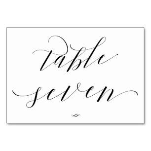 Elegant Script Calligraphy Table Seven Reception Number