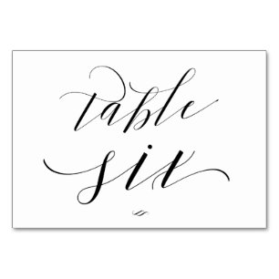 Elegant Script Calligraphy Table Six Reception Number