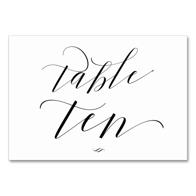 Elegant Script Calligraphy Table Ten Reception Table Number (Front)