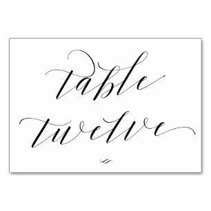 Elegant Script Calligraphy Table Twelve Reception Number