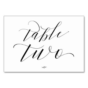 Elegant Script Calligraphy Table Two Reception Number