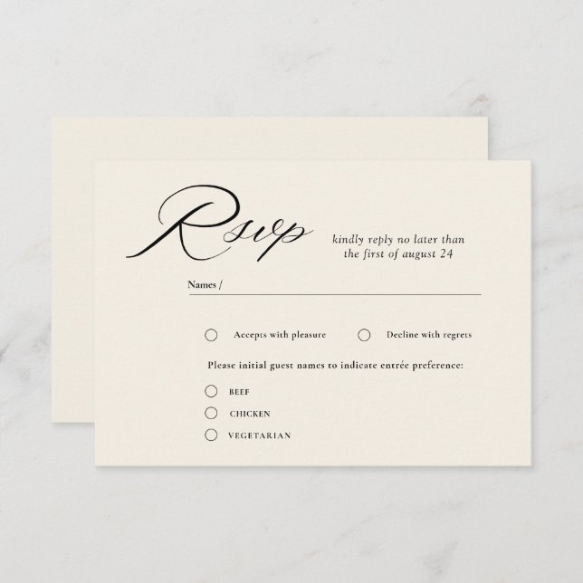 Elegant Script Calligraphy Wedding RSVP Cards (Front/Back)