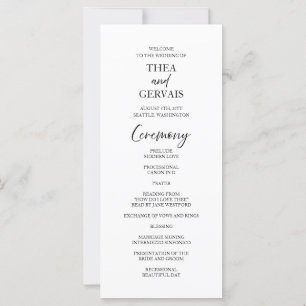 Elegant Script Calligraphy White Wedding Program