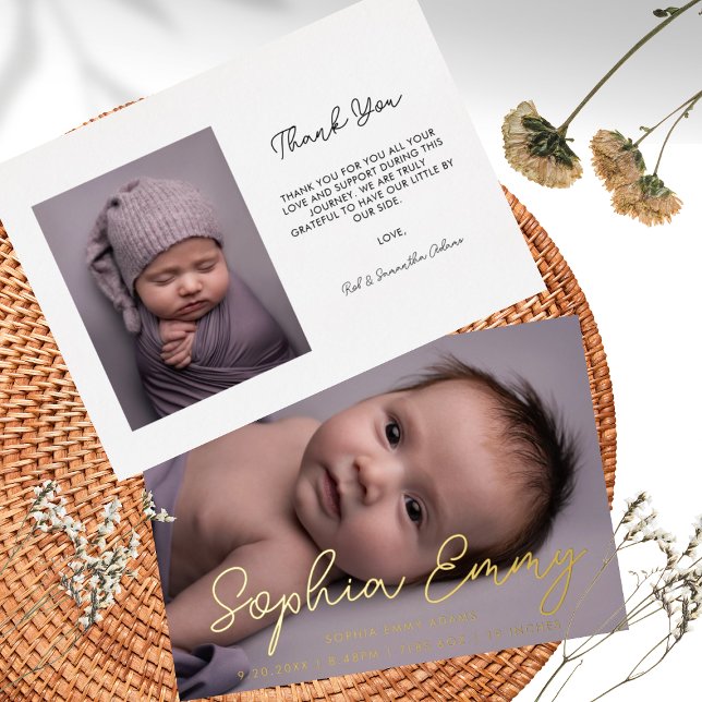 Élégant Script Carte de remerciements bébé et Fair (Créateur téléchargé)
