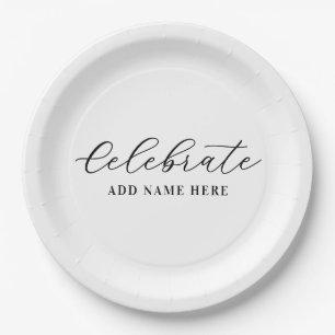 Elegant Script Celebrate Personalized Paper Plate