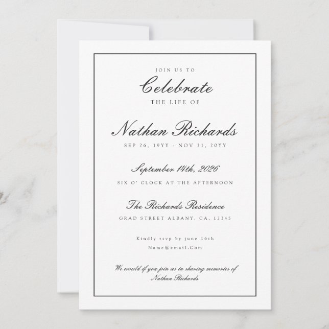Elegant Script Celebration of Life Program (Front)