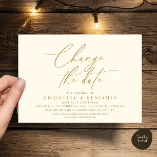 Elegant Script Change the Date Wedding Postpone  Invitation