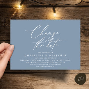 Elegant Script Change the Date Wedding Postpone  Invitation