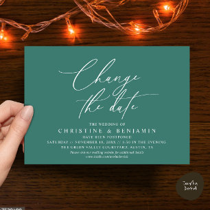 Elegant Script Change the Date Wedding Postpone Invitation