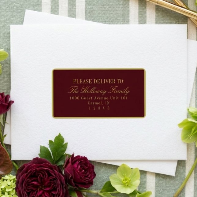 Elegant Script Chartreuse Burgundy Formal Wedding Label (Elegant Script Chartreuse Burgundy Formal Wedding Label)