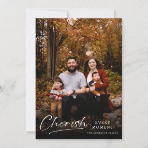 Elegant Script Cherish Every Moment  Holiday Card