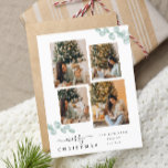 Elegant Script Chic Botanical Christmas Collage  Postcard<br><div class="desc">Our stylish holiday photo card is ideal for anyone looking for a unique way to wish their loved ones happy holidays through an elegant and stylish card with their own photo. The design is chic elegant and unique. It features a collage of 4 personalizable photos including two within a stylish...</div>