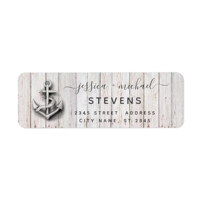 Elegant script chic wedding nautical anchor wood (Front)