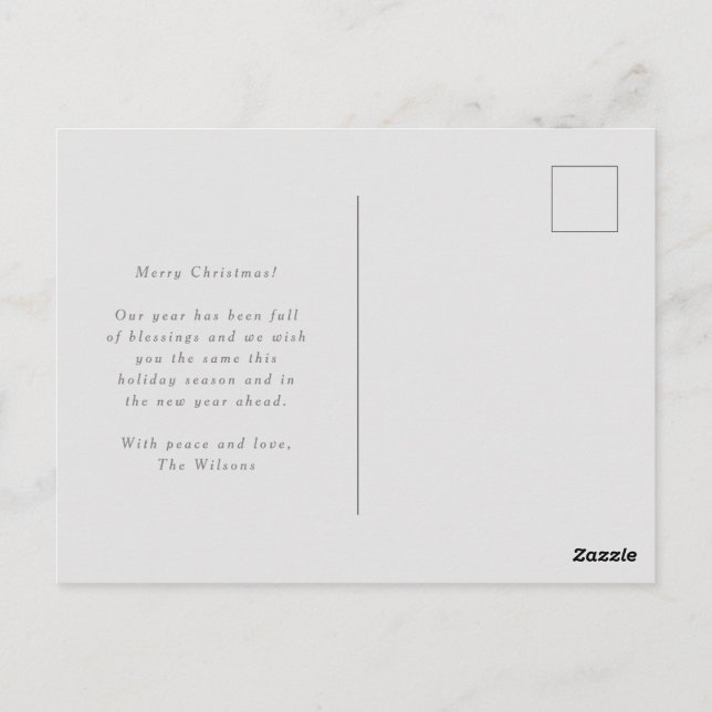 Elegant Script Christmas Blessings Holiday Postcard (Back)