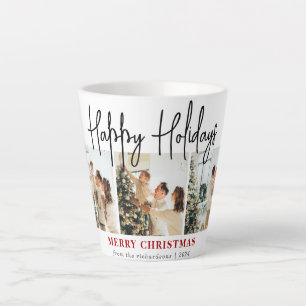 Elegant Script Christmas Family Photo Collage Latte Mug