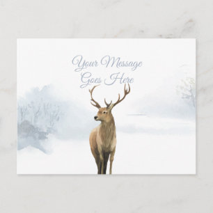 Elegant Script Christmas Holidays Winter Stag Postcard