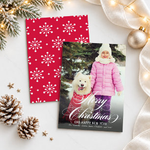 Elegant Script Christmas New Year Photo Holiday Card