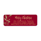 Elegant Script Christmas Red Return Address Label