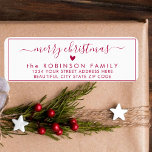 Elegant Script Christmas Return Address Label<br><div class="desc">Elegant, Modern White and Red Hand Lettered Christmas Family Return Address Labels. Featuring a pretty hand-written script with saying "merry christmas" in swash-tail font, a little red colour heart shape, around thin line frame background. Great for Christmas holiday season, easy to personalize them with your names and return address info....</div>