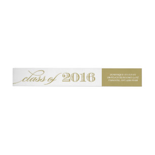 Elegant Script Class of 2016   Gold Graduation Wrap Around Label